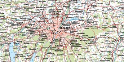 რუკა მიუნხენში და მის მიმდებარე ქალაქებში