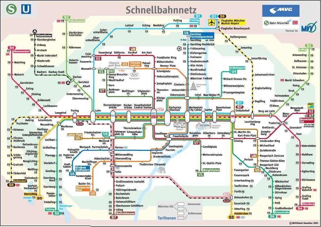 münchen მეტროს რუკა