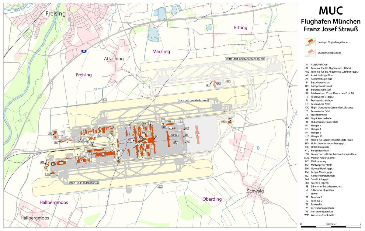 მიუნხენის აეროპორტის ტერმინალის რუკა